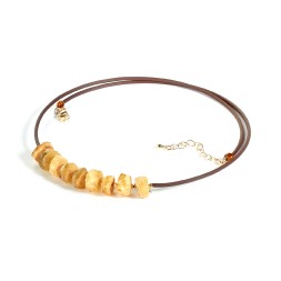 Колье на струне &quot;Таблетка&quot; из Янтаря с гематитом