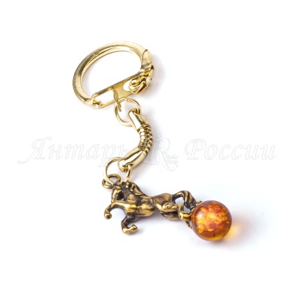 Брелок &quot;Конь на шаре&quot; из Янтаря и латуни купить